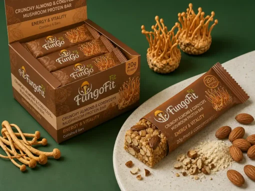 FungoFit Crunchy Almond and Cordyceps mycelium protein bar