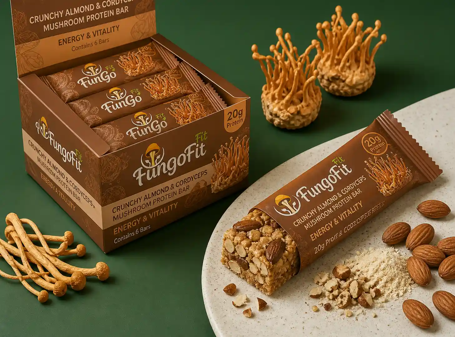 Crunchy Almond & Cordyceps Protein Bar